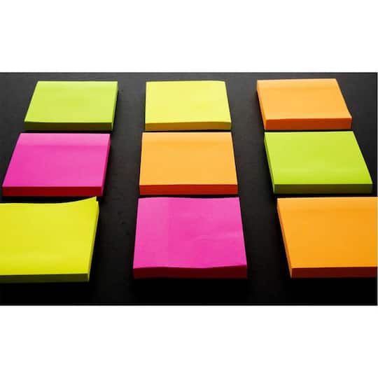 BAZIC Products® 3" x 3" Assorted Sticky Notepads, 3 Packs of 12